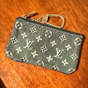 Authentic Louis Vuitton Black DenimMonogram Key Pouch